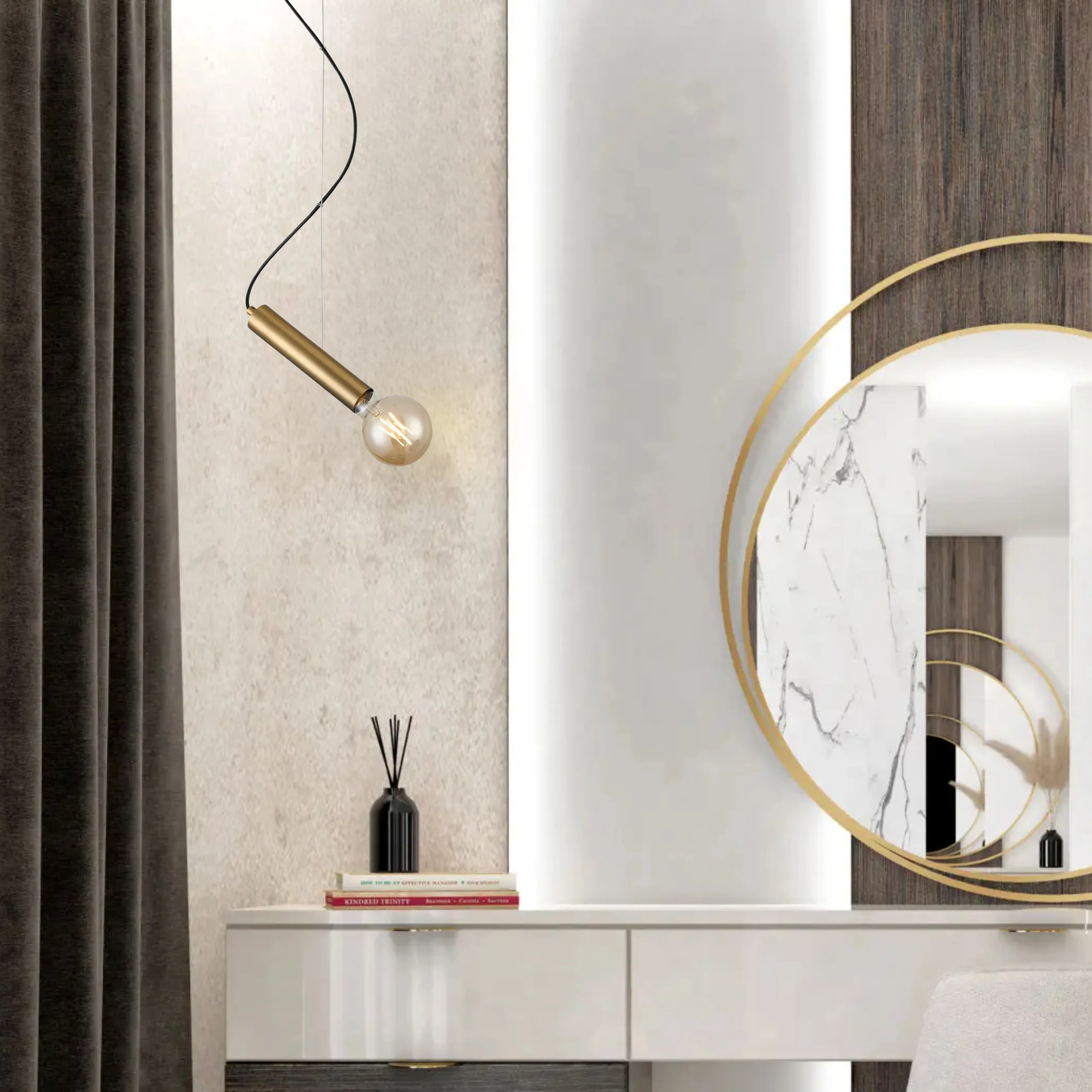 Taverley 1 Light Angled Pendant E27- Black/ Gold/ Nickel finishes - Image 9