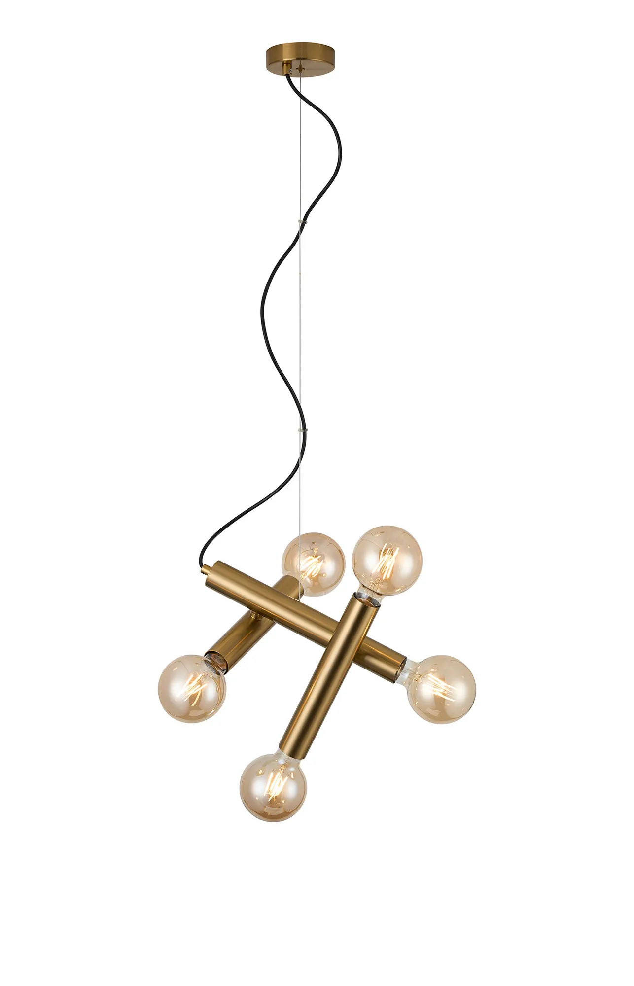 Taverley 3 Arm 5 Light Angled Pendant E27- Black/ Gold/ Nickel Finishes