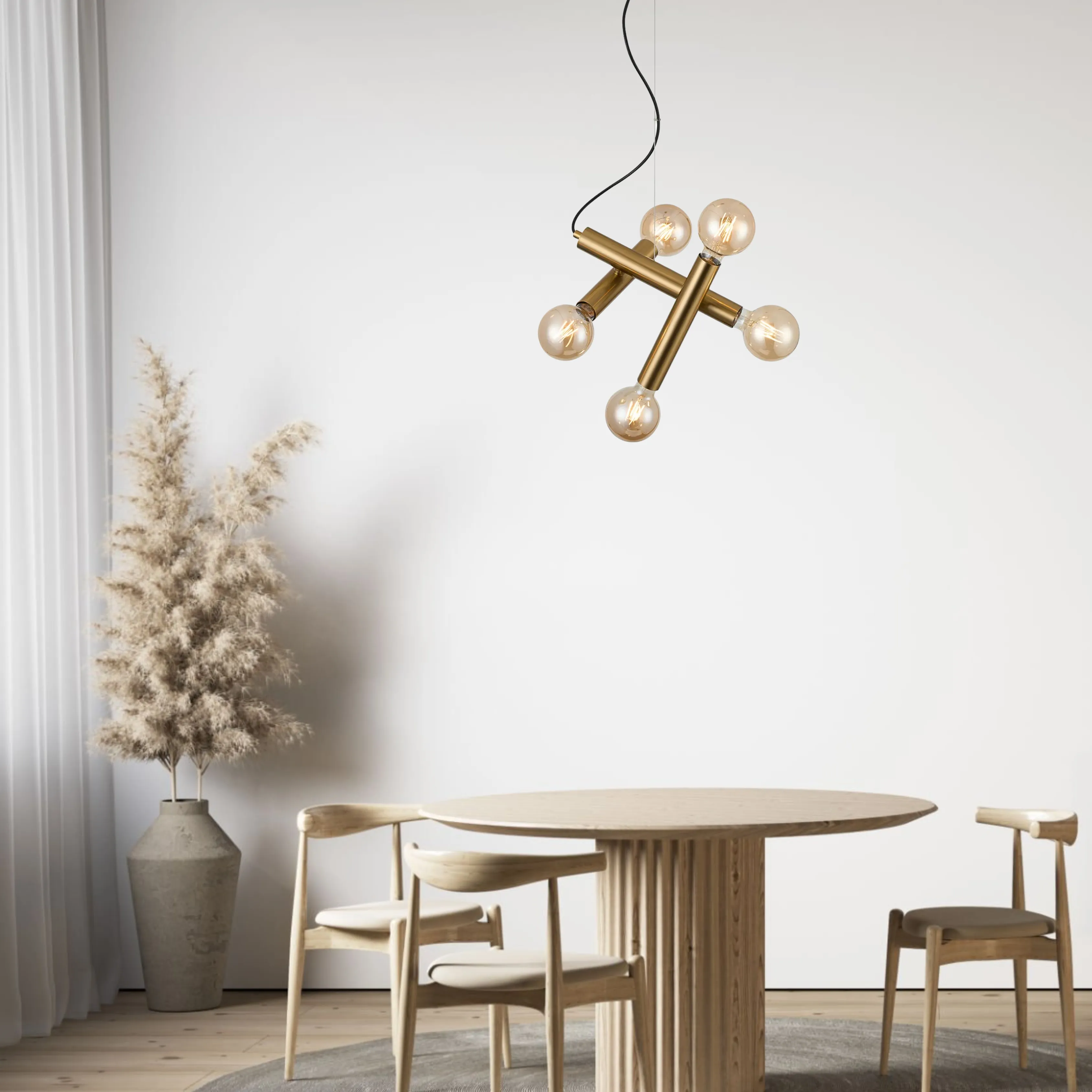 Taverley 3 Arm 5 Light Angled Pendant E27- Black/ Gold/ Nickel Finishes - Image 7