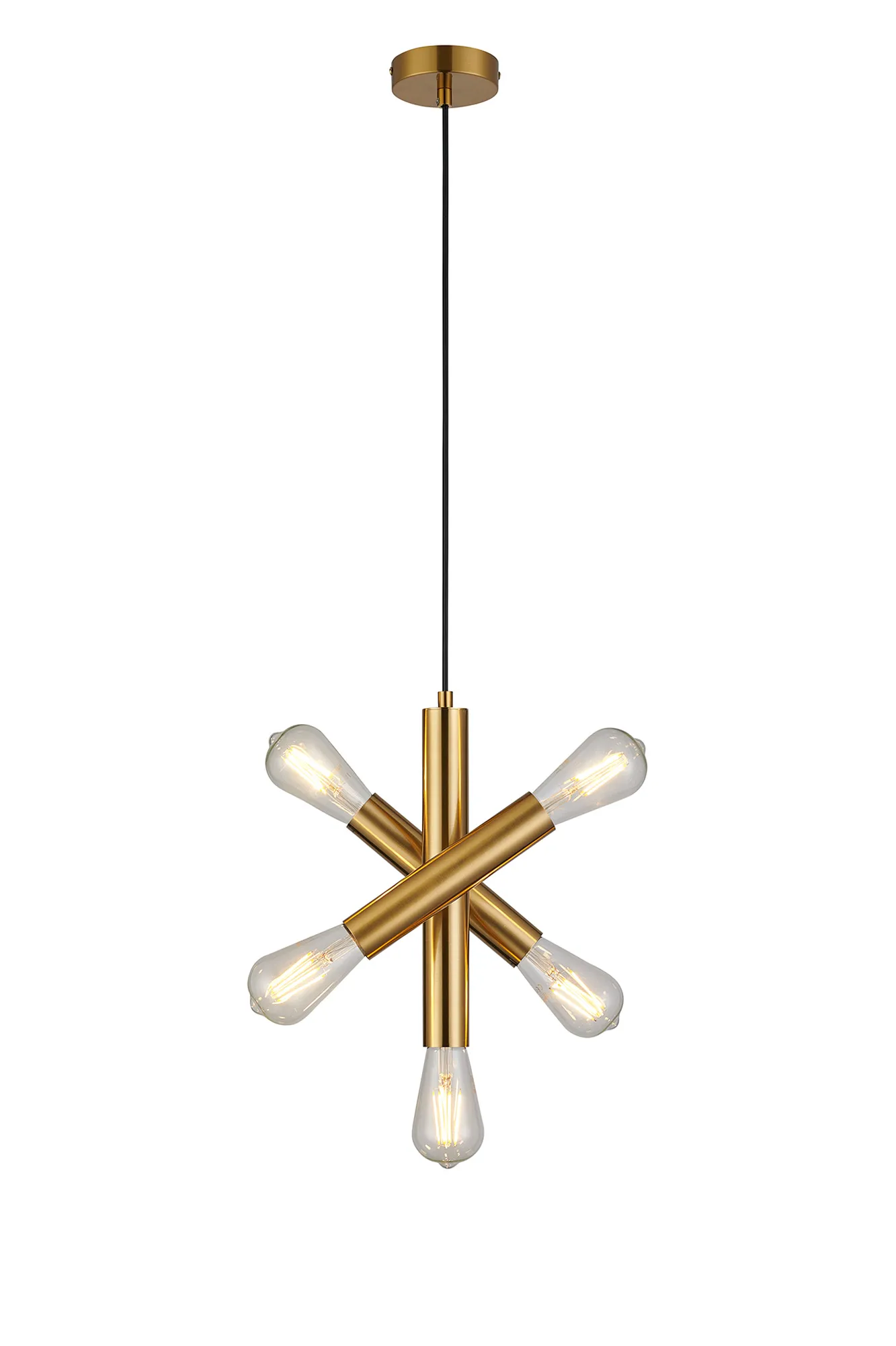 Taverley 3 Arm 5 Light Vertical Adjustable Pendant E27- Gold/ Nickel/ Black Finishes - Image 7