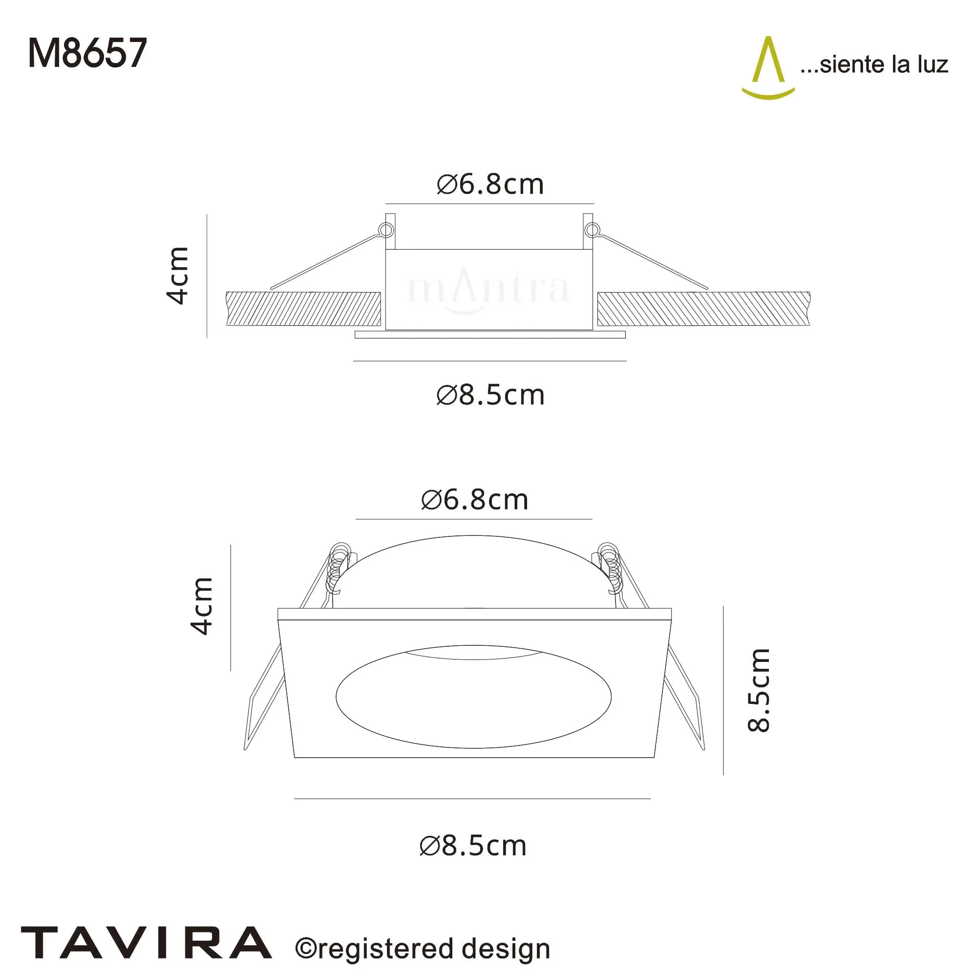 Tavira Recessed Spotlight Round/Square GU10 IP54 - White/Black - Image 5