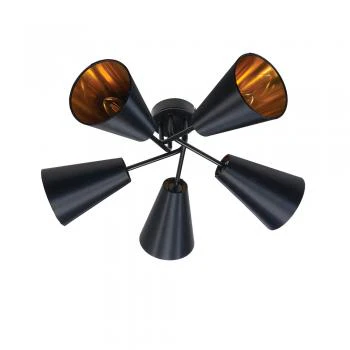 Taza 3/5 Light Semi Flush Ceiling Light - Black & Gold - Image 2