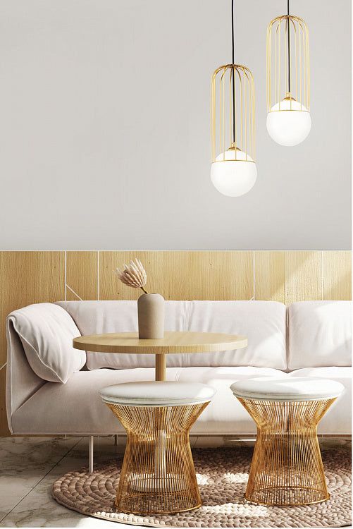Telford 1Lt Small/Medium/Large Pendant Ceiling Light - White & Glass Finish - Image 4