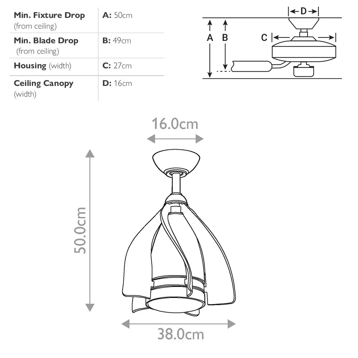 Terna IP20 - 15in / 38cm Fan - Brushed Nickel or Oil Brushed Bronze - Image 12