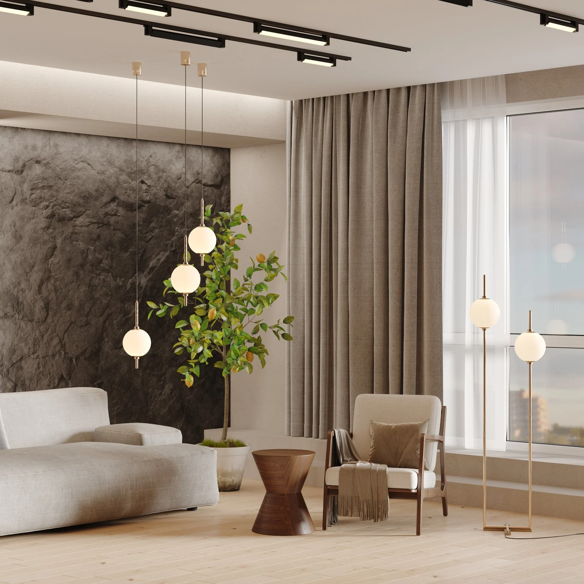 The Sixth Sense Floor lamp Integrated LED - Black & White/Brass & White Finish - Image 12
