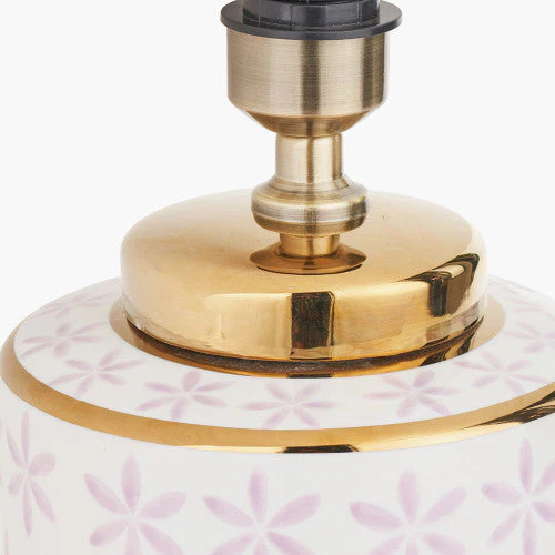 Thea Lilac and Gold Leaf Ceramic Table Lamp - Image 3