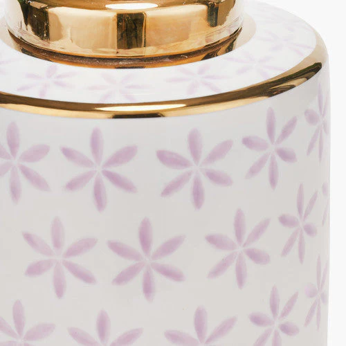 Thea Lilac and Gold Leaf Ceramic Table Lamp - Image 4