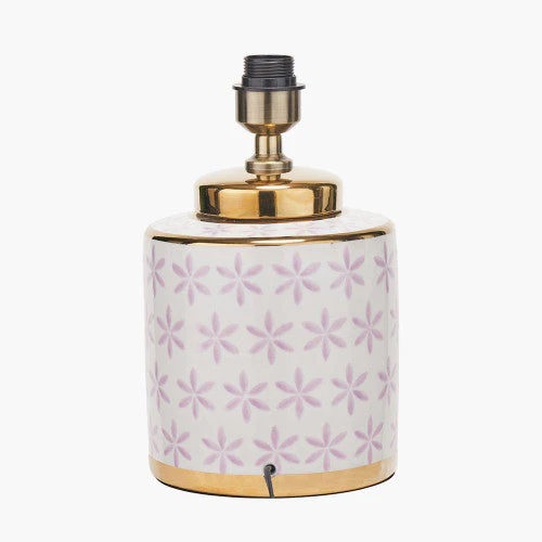 Thea Lilac and Gold Leaf Ceramic Table Lamp - Image 5