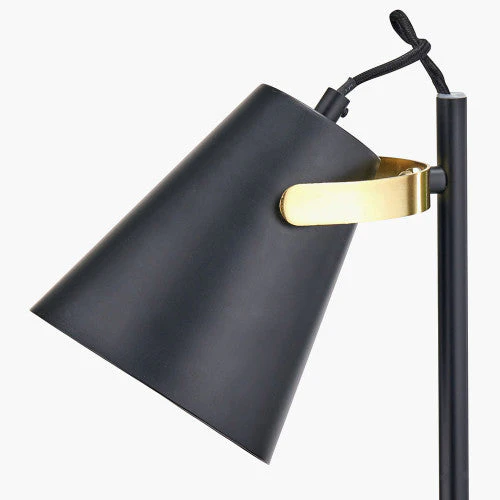 Theia Black and Brushed Brass Task Floor Lamp - Image 3