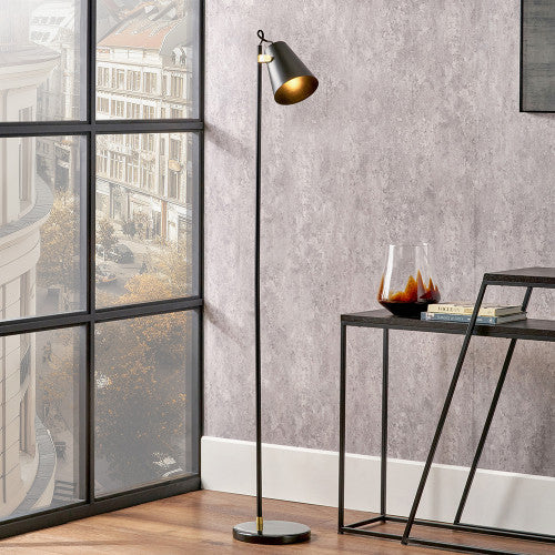 Theia Black and Brushed Brass Task Floor Lamp - Image 6