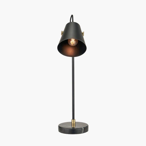 Theia Black and Brushed Brass Task Table Lamp - Image 2