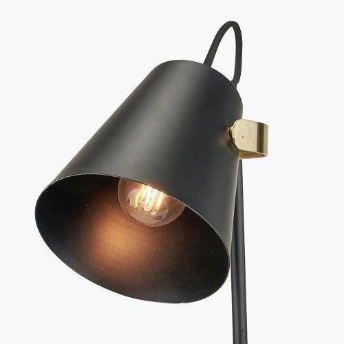 Theia Black and Brushed Brass Task Table Lamp - Image 4