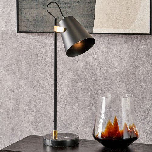 Theia Black and Brushed Brass Task Table Lamp - Image 6