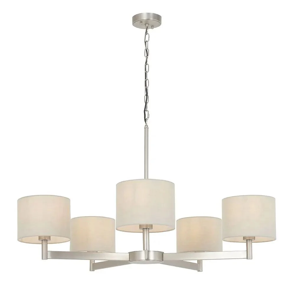 Theo 5L Centre Ceiling Light - Matt Nickel & Vintage White Finish - Image 2