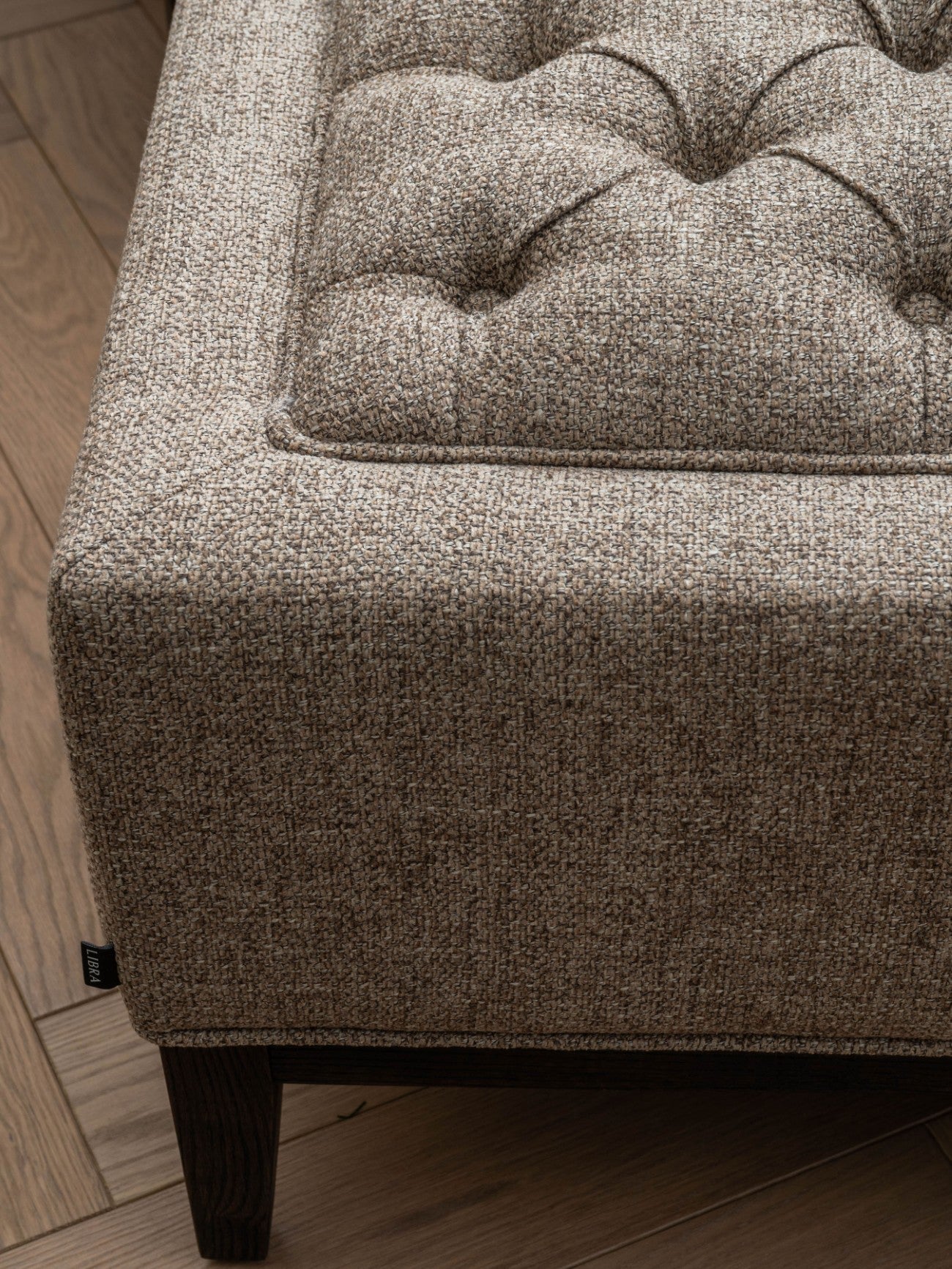 Theodore Buttoned Stool - Ivory/Warm Grey Fabric - Image 12