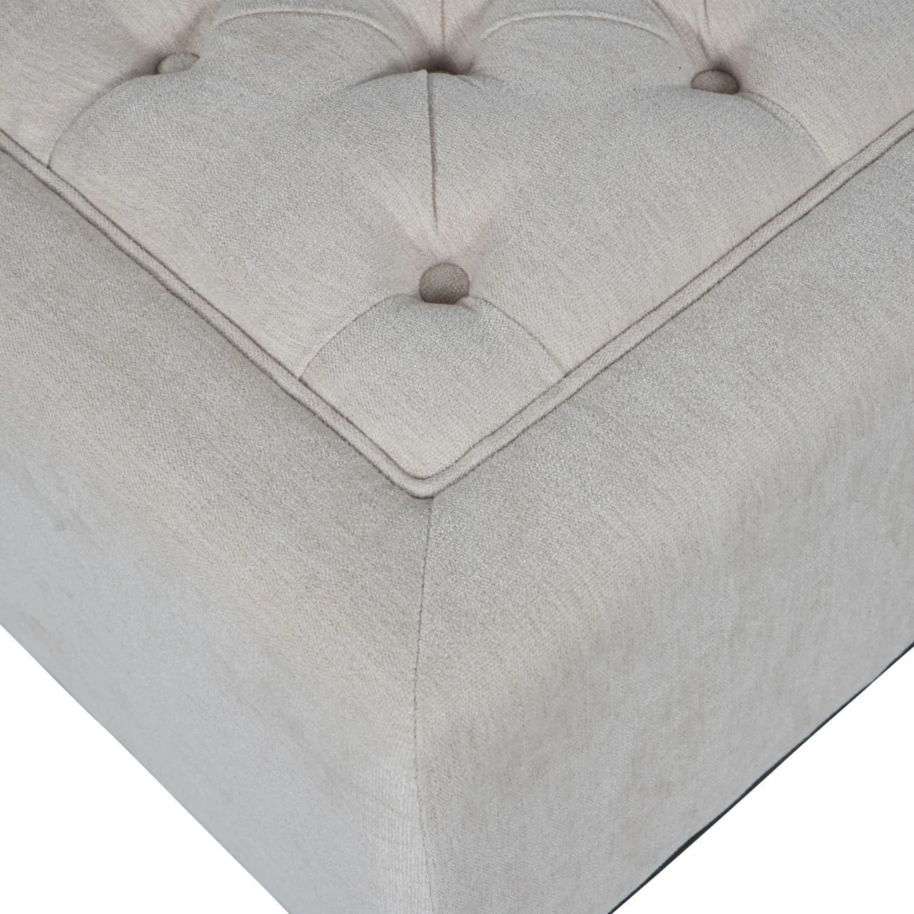 Theodore Buttoned Stool - Ivory/Warm Grey Fabric - Image 3
