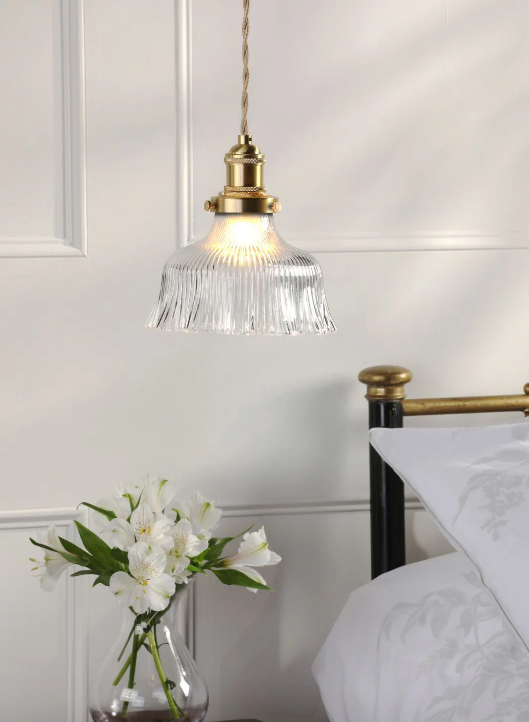 Theodore Pendant Antique Brass and Ribbed Glass - Promotional Offer - Image 4