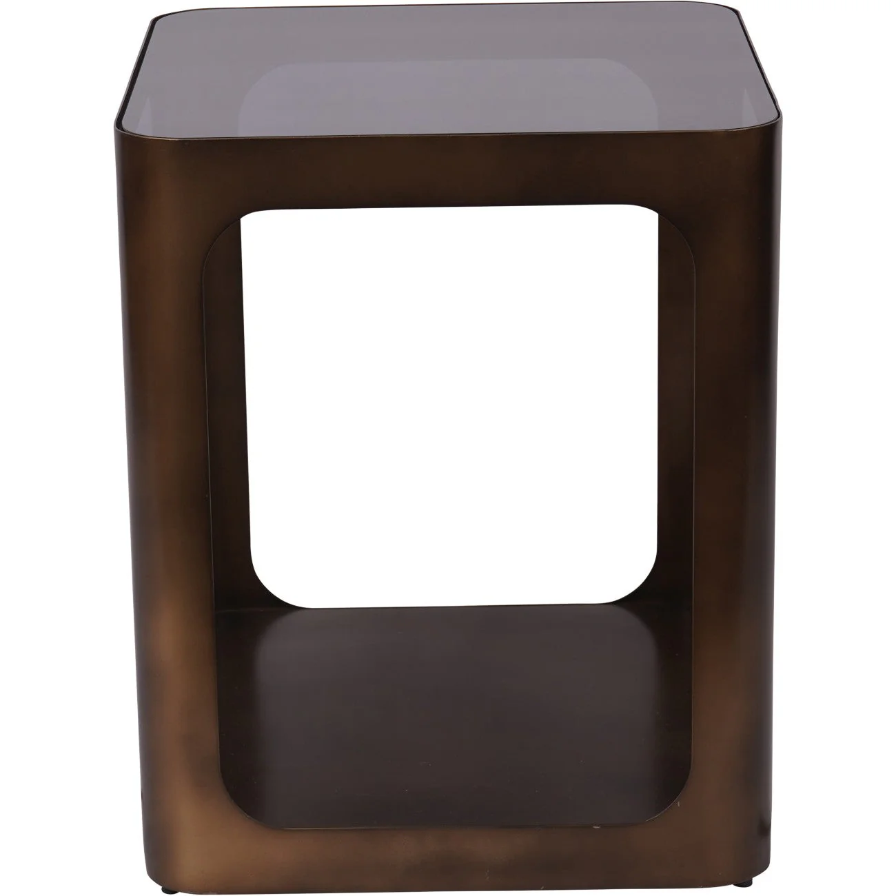 Thorpe Square Metal and Glass Side Table - Image 2