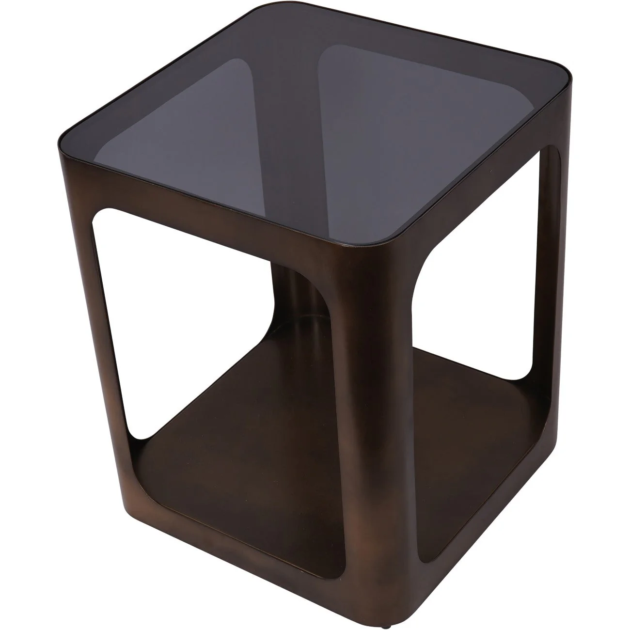 Thorpe Square Metal and Glass Side Table - Image 4