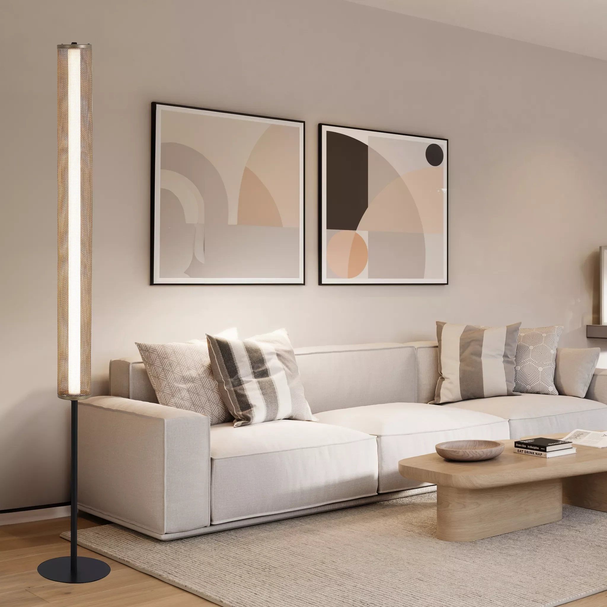 Thread LED Floor Lamp- Gold Mesh and Matt Black Metal - Image 3