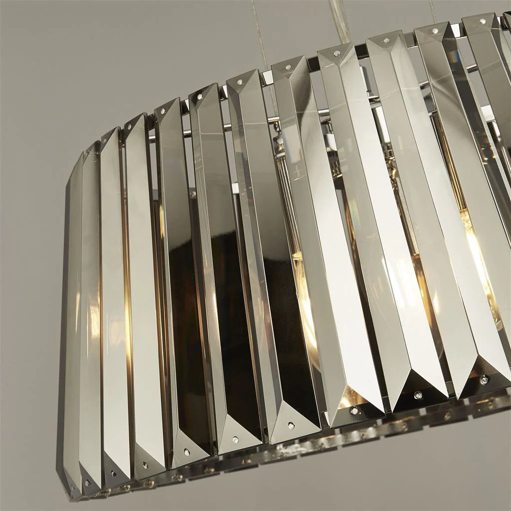 Tiara 5Lt Crystal Ceiling Light to Semi-Flush - Chrome Metal & Clear/Smoked Glass - Image 3
