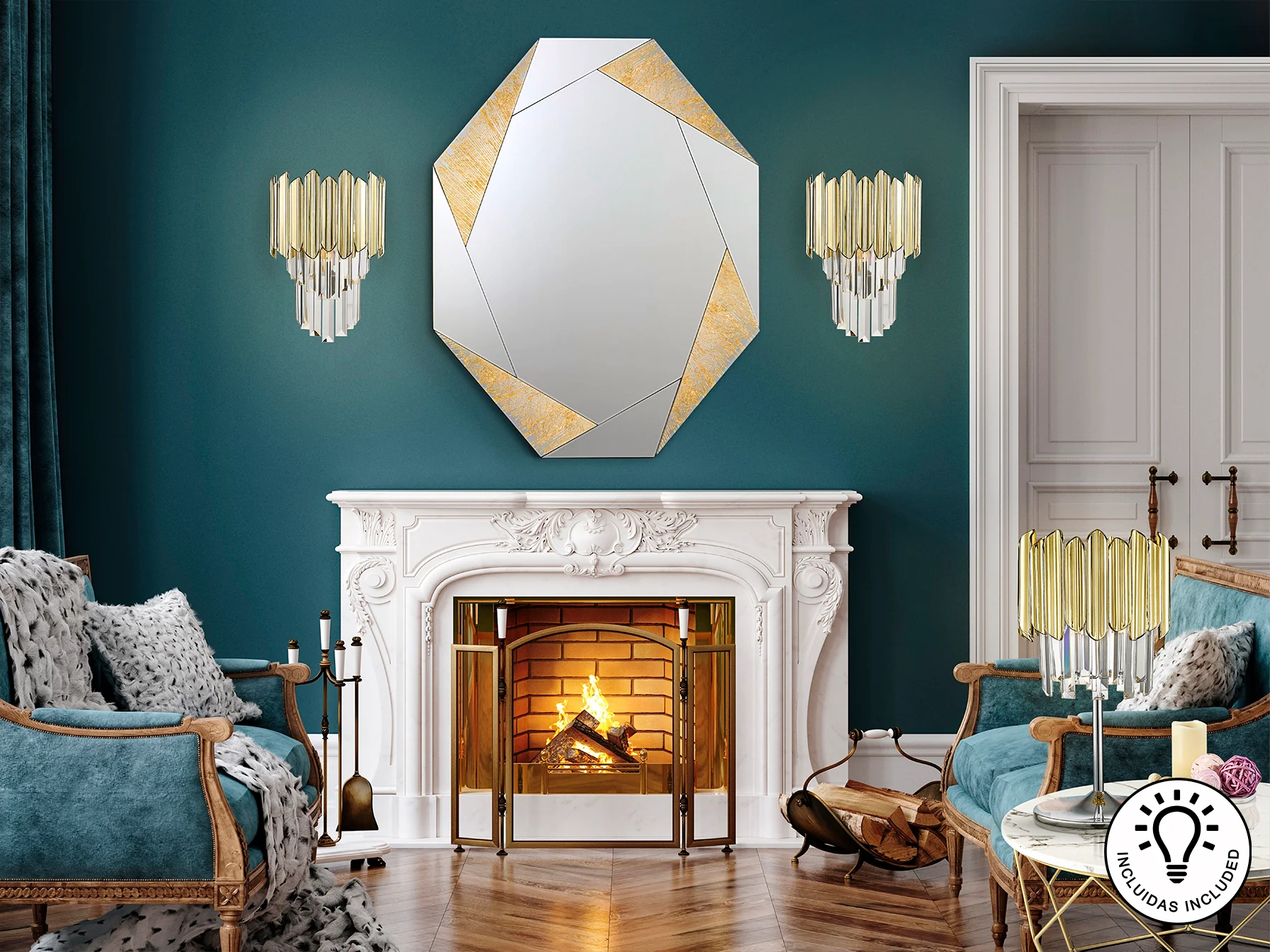 Tiara 1Lt  Wall Lamp- Chrome-Gold - Image 4