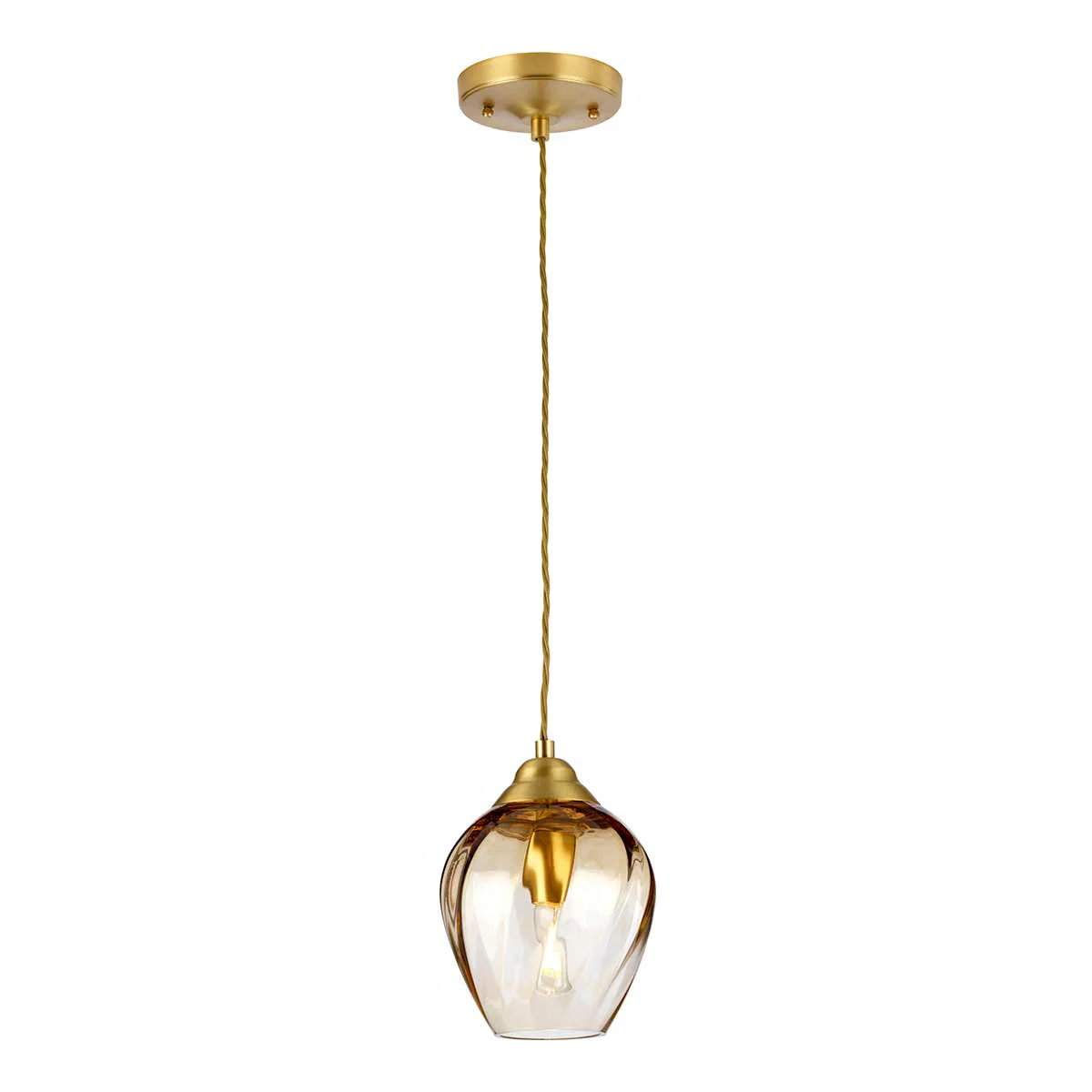 Tiber 1 Light Pendant - Amber/Nickel - Image 3