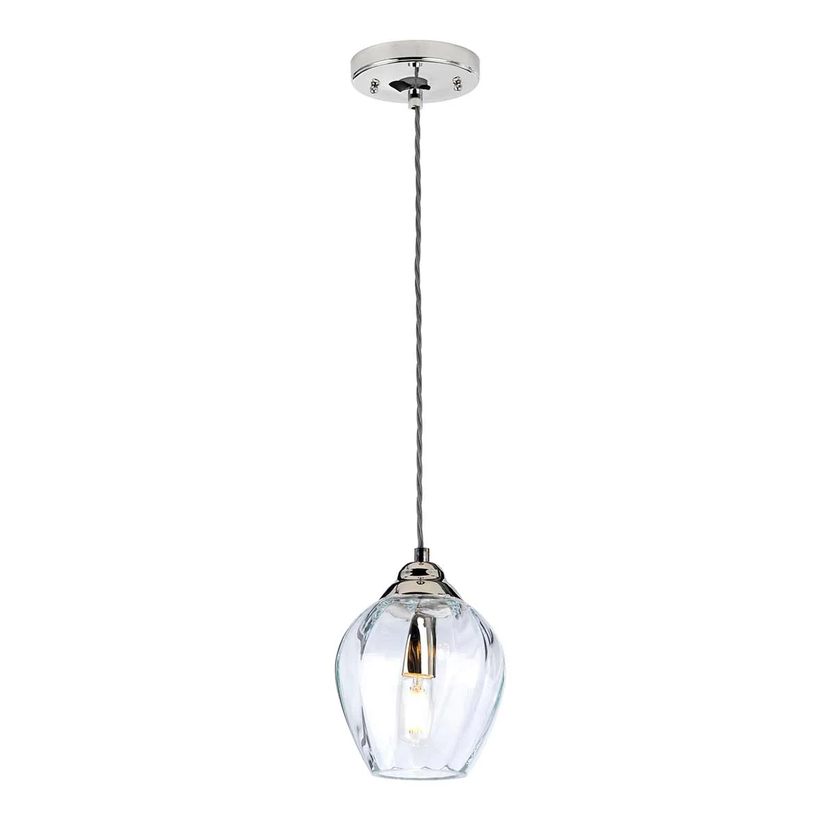 Tiber 1 Light Pendant - Amber/Nickel - Image 4