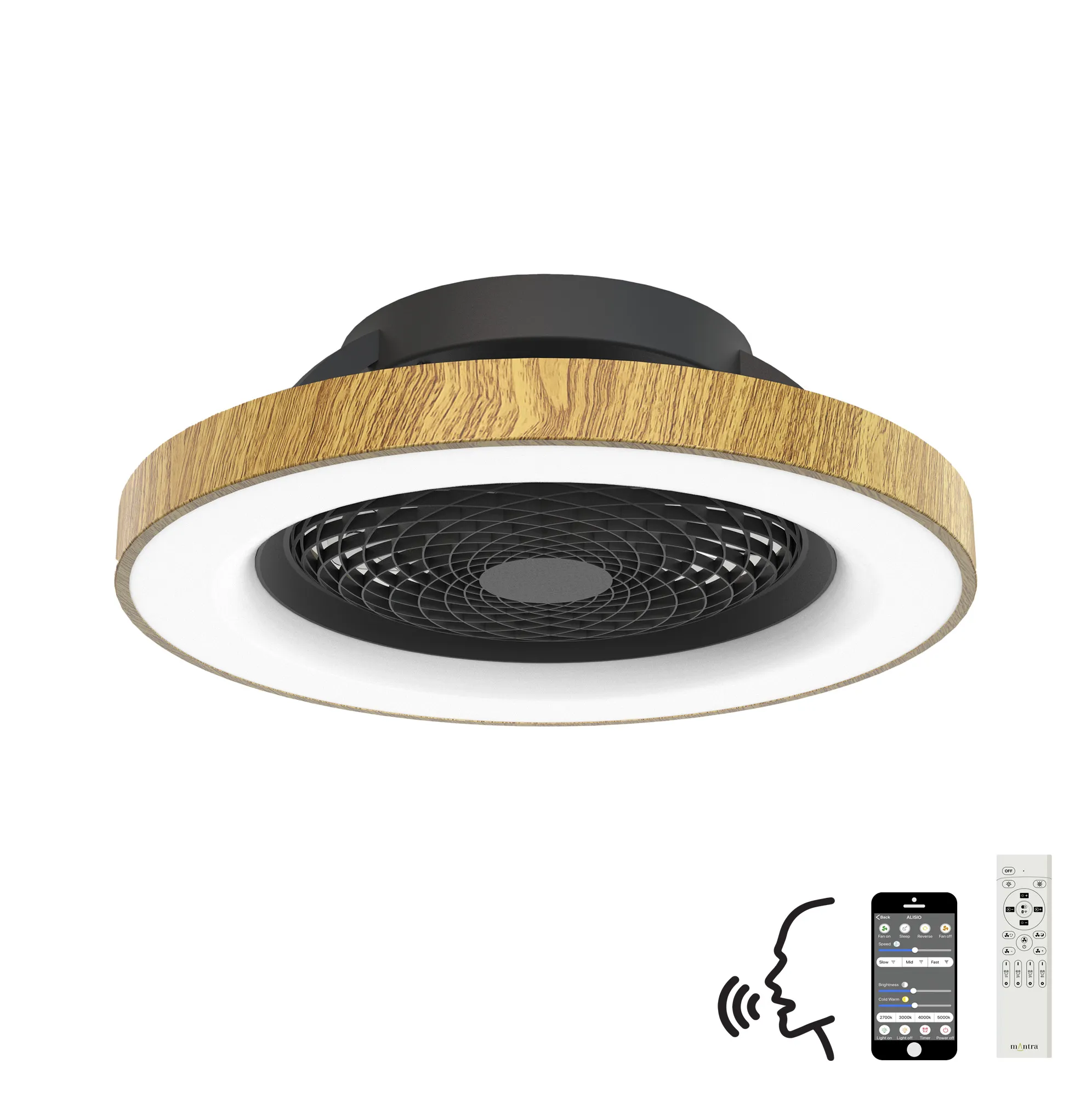Tibet LED Light Fan, Alexa/Google Voice Controls - Various Finishes - Image 3