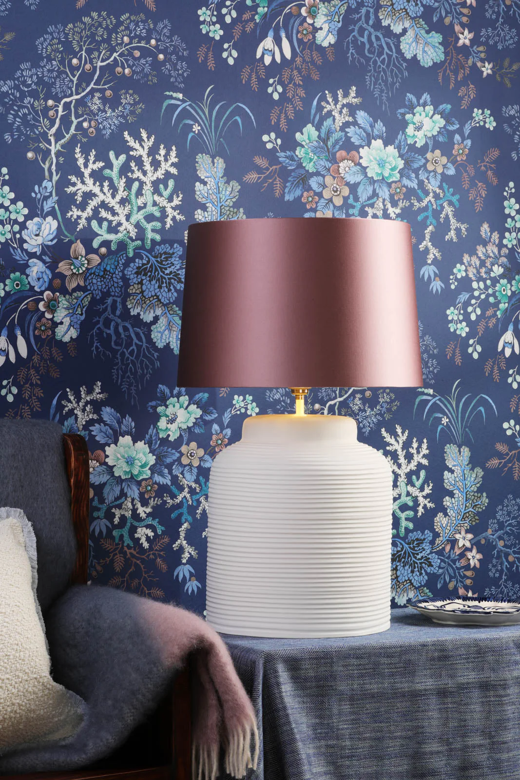 Tidal Table Lamp Rose/White Finish With Bespoke Base Only E27 - Image 12
