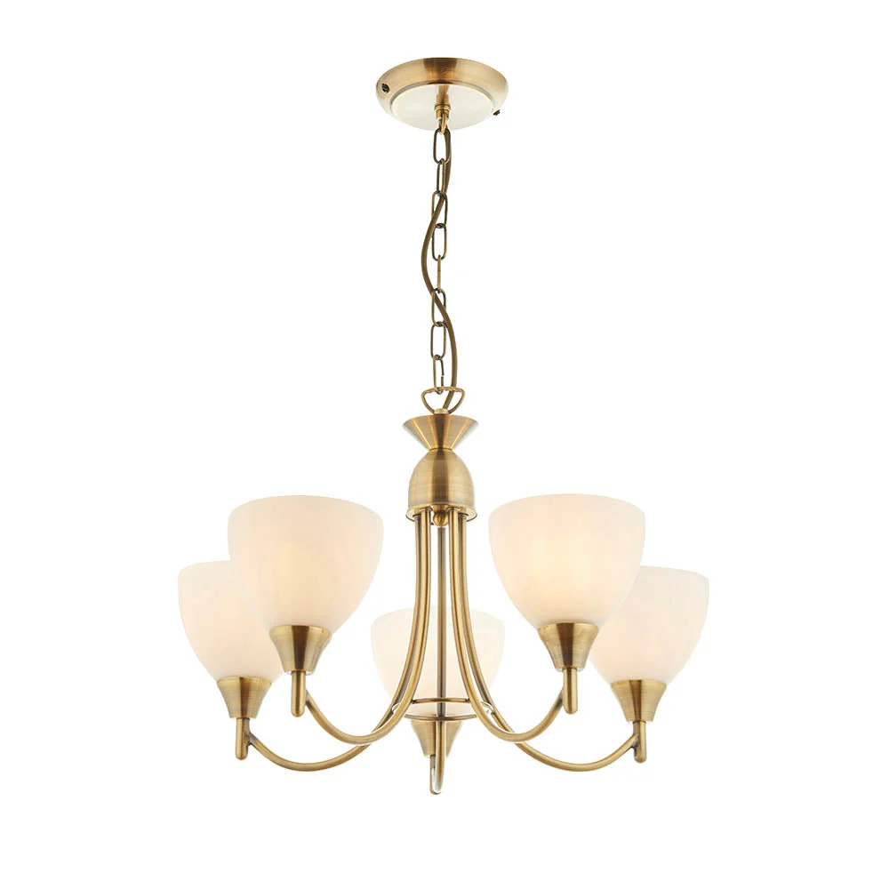Tierney 3/5Lt Centre Ceiling Light - Antique Brass/Satin Chrome Finish - Image 2