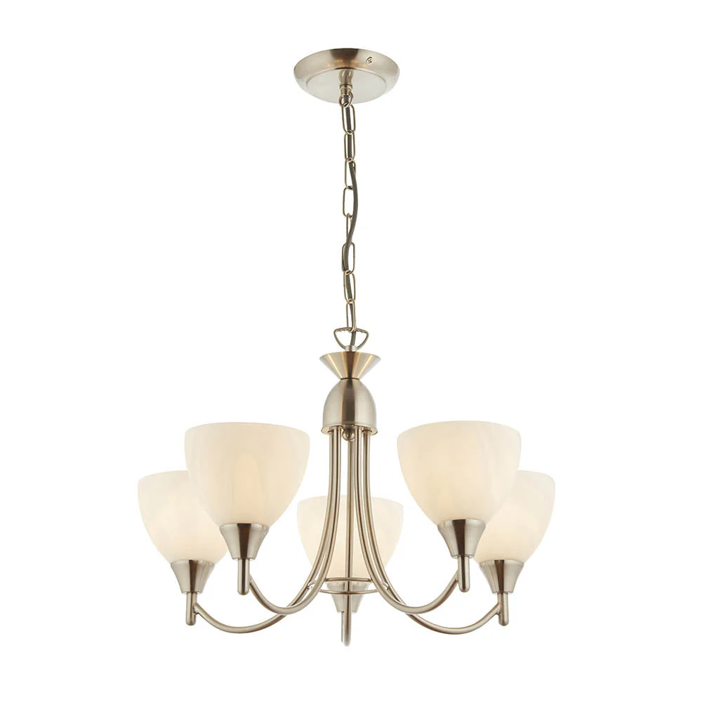 Tierney 3/5Lt Centre Ceiling Light - Antique Brass/Satin Chrome Finish - Image 4