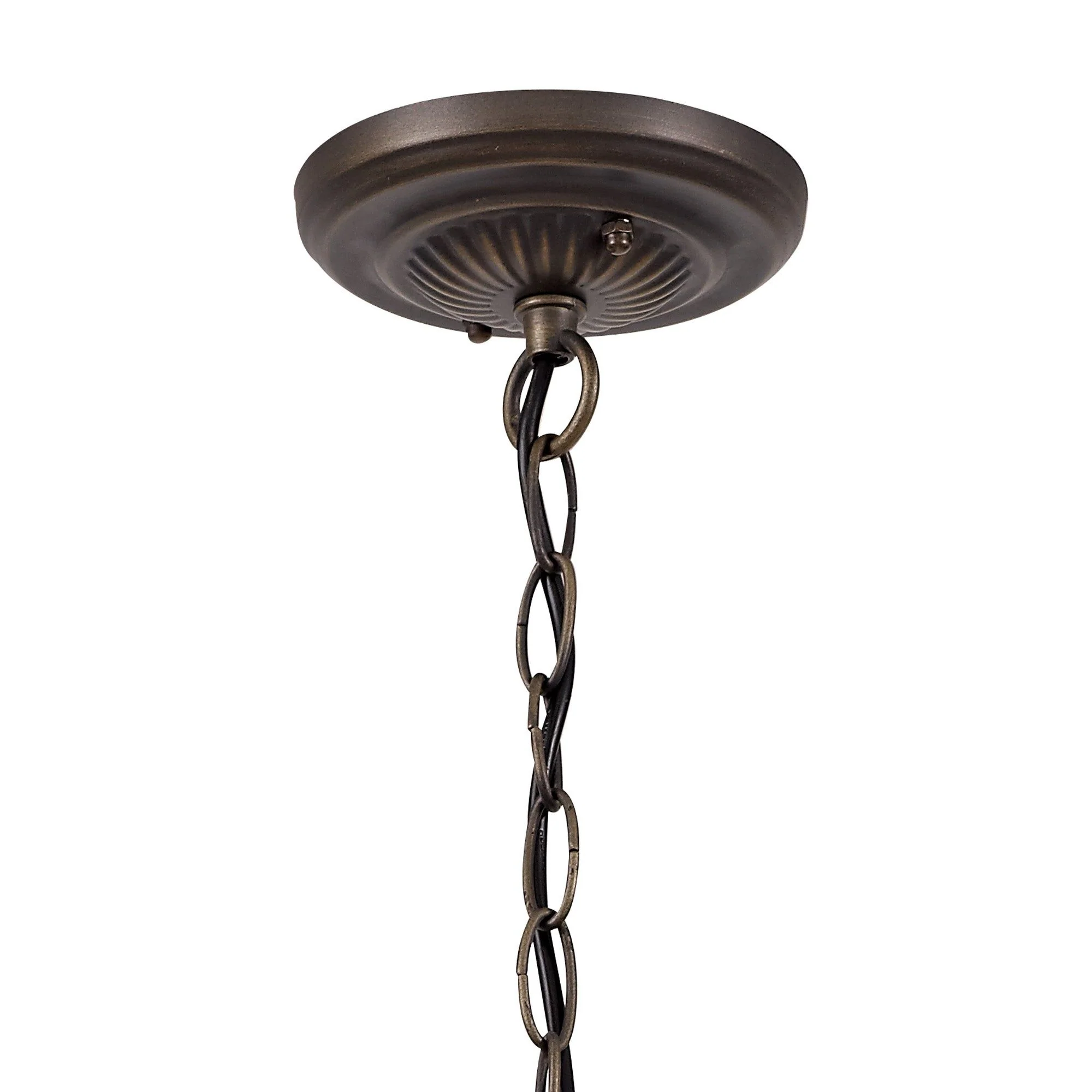 Tiffy 1 Light Downlighter Pendant E27 With 30cm Tiffany Shade, Amber/Cream/Crystal/Aged Antique Brass - Image 7