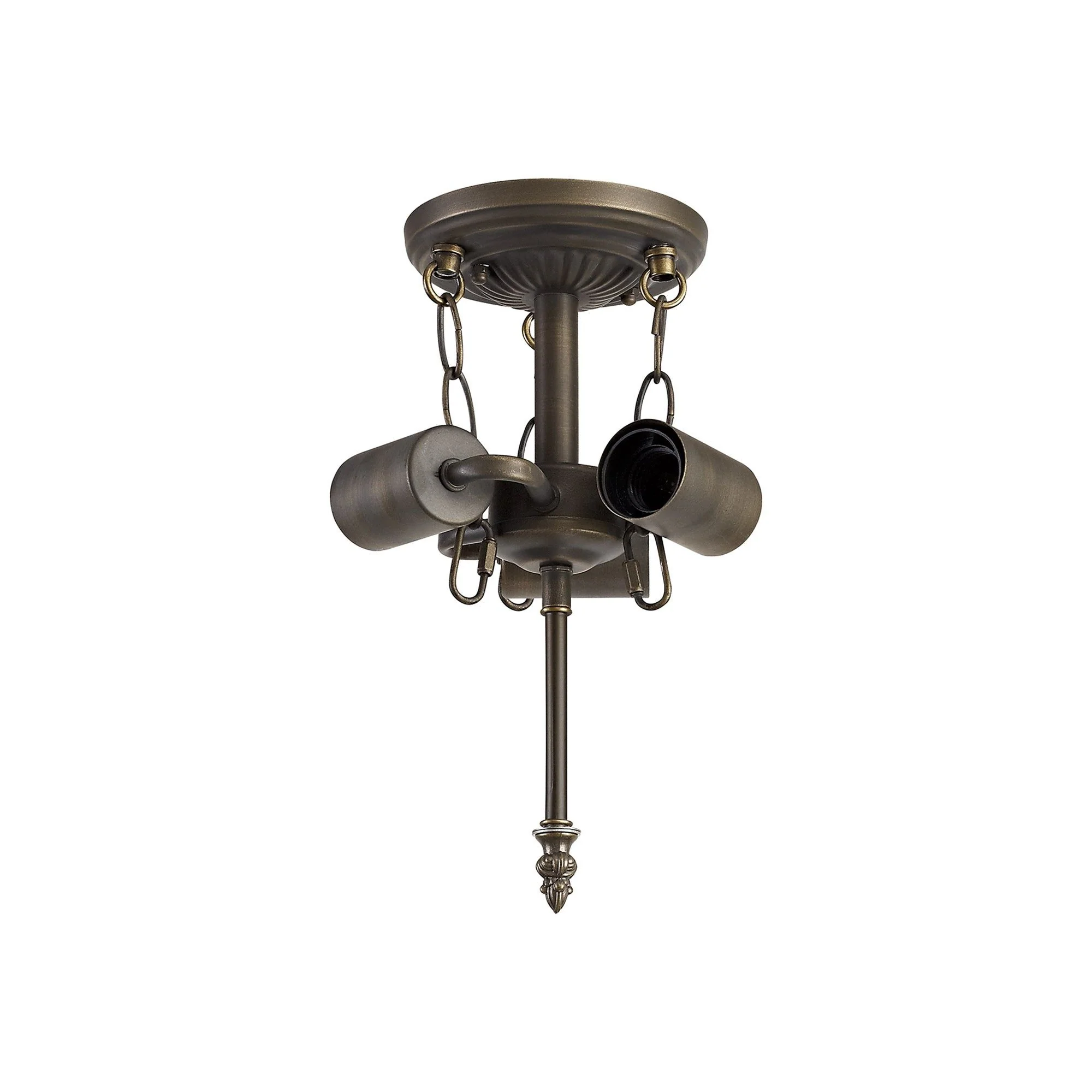 Tiffy 2/3 Light Semi Ceiling E27 With 30/40cm Tiffany Shade, Amber/Cream/Crystal/Aged Antique Brass - Image 6