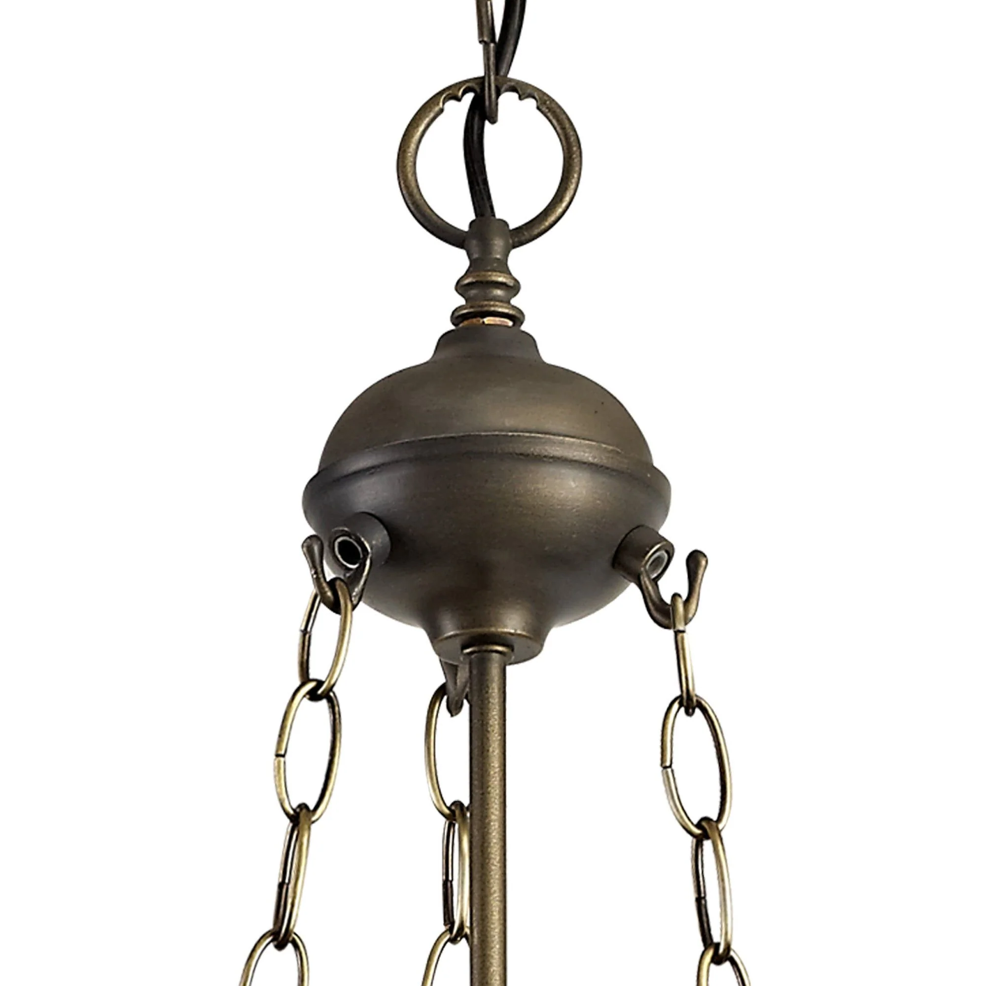 Tiffy 2/3 Light Uplighter Pendant E27 With 30/40cm Tiffany Shade, Amber/Cream/Crystal/Aged Antique Brass - Image 4