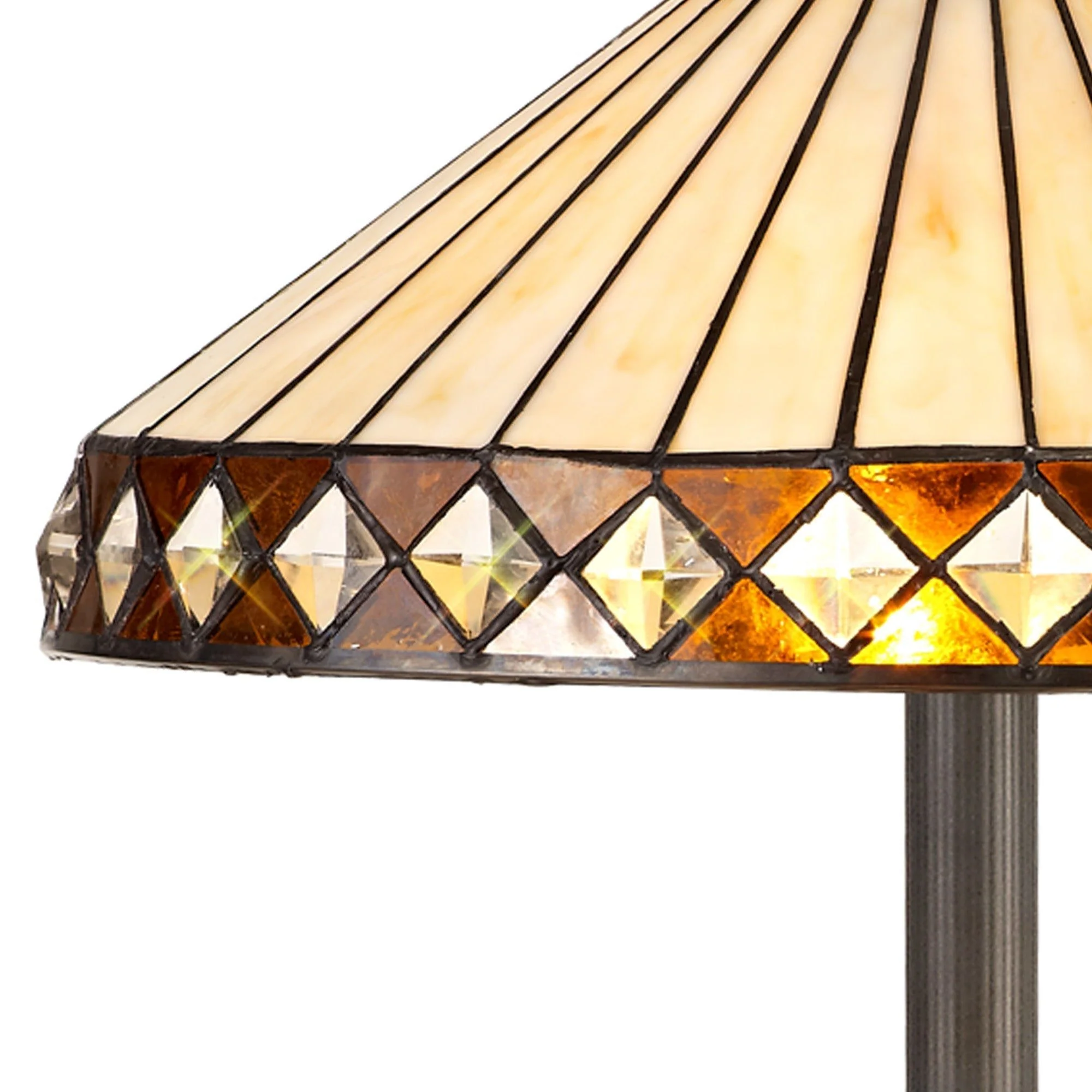Tiffy 2 Light Leaf/Octagonal/Stepped Design Floor Lamp E27 With 30/40cm Tiffany Shade, Amber/Cream/Crystal/Aged Antique Brass - Image 7