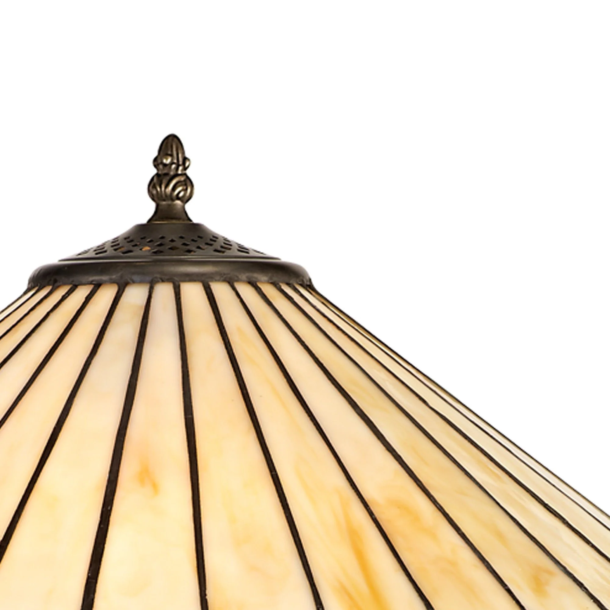 Tiffy 2 Light Leaf/Octagonal/Stepped Design Floor Lamp E27 With 30/40cm Tiffany Shade, Amber/Cream/Crystal/Aged Antique Brass - Image 8