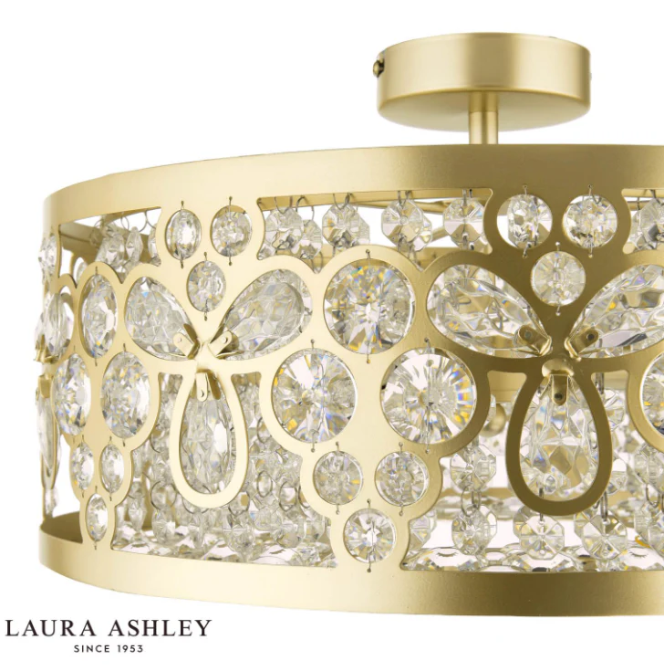 Tilbrook 3/4 Light Flush Matt Champagne and Crystal - Image 6