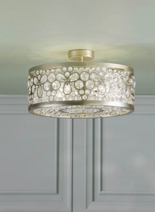 Tilbrook 3/4 Light Flush Matt Champagne and Crystal - Image 8