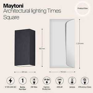 Times Square Outdoor Up/Down IP54 3000K LED Light - Square - Image 2