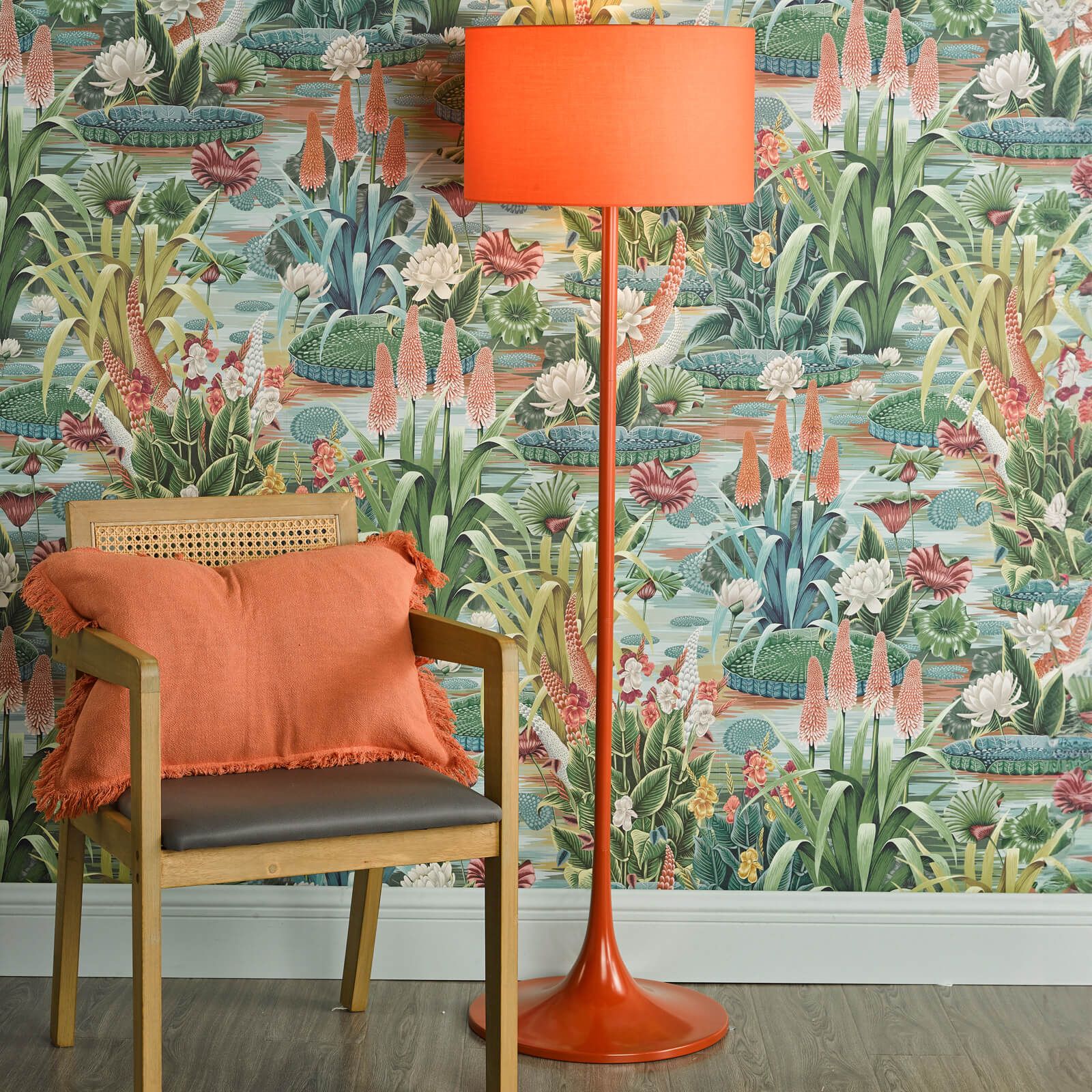 Toledo Floor Lamp Satin Orange With Shade - Image 5