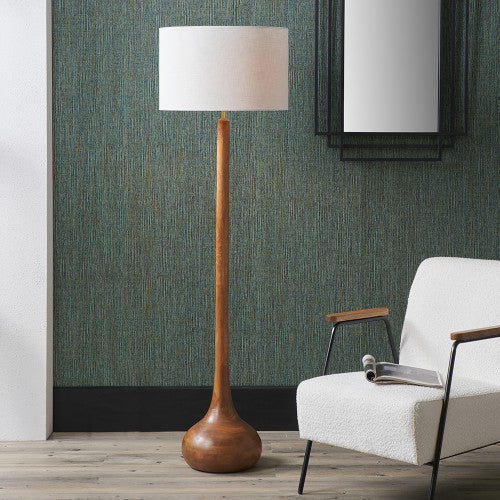 Toma Oiled Wood Tall Neck Floor Lamp Base - Image 5