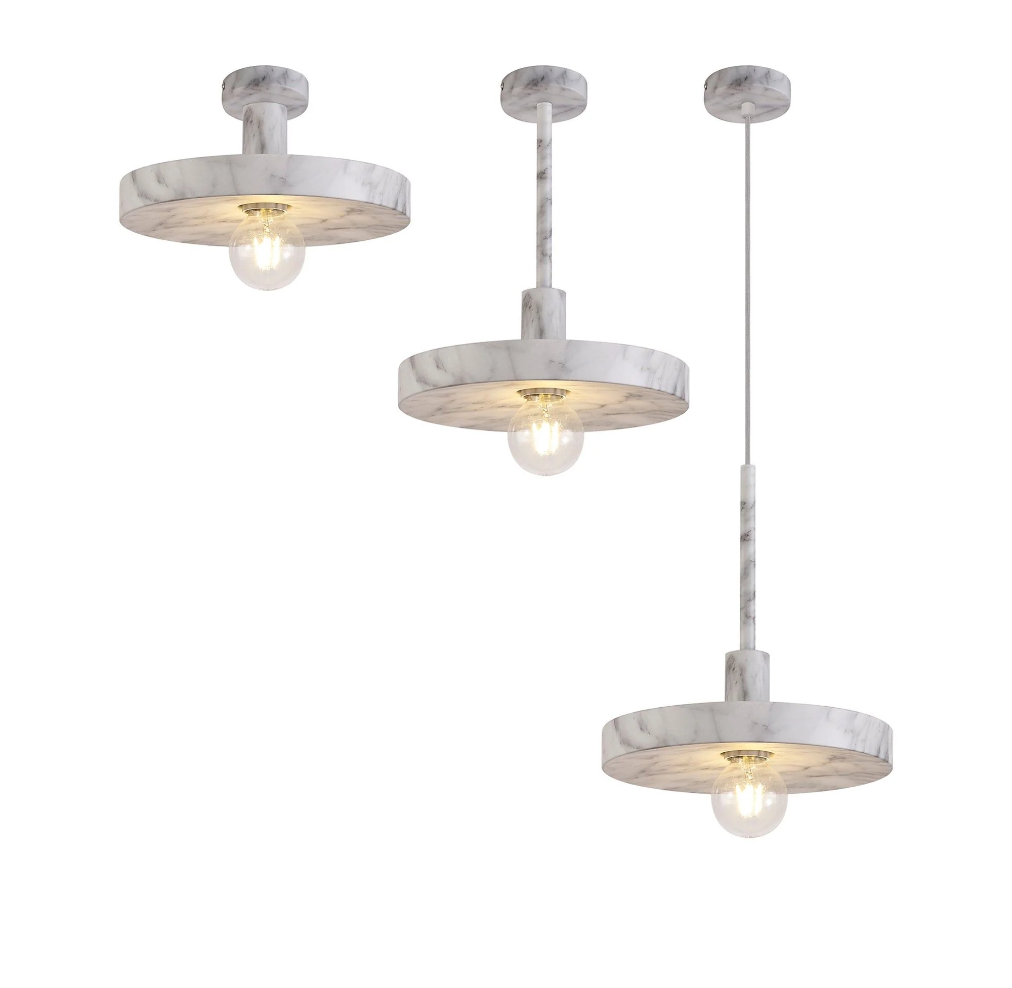 Tombser Single Pendant, 1 Light Adjustable E27, Marble Effect - Image 7