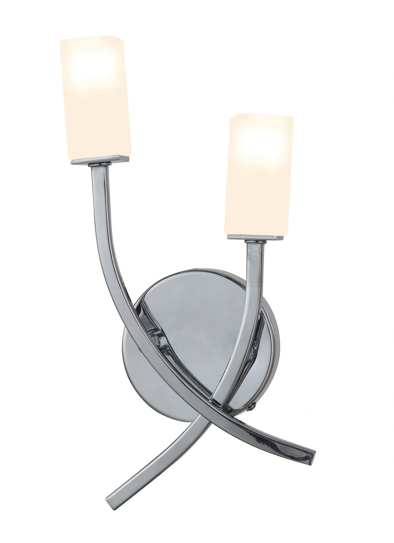 Topaz 1/2 Light Polished Chrome Wall Light c/w Square Glass - Image 2