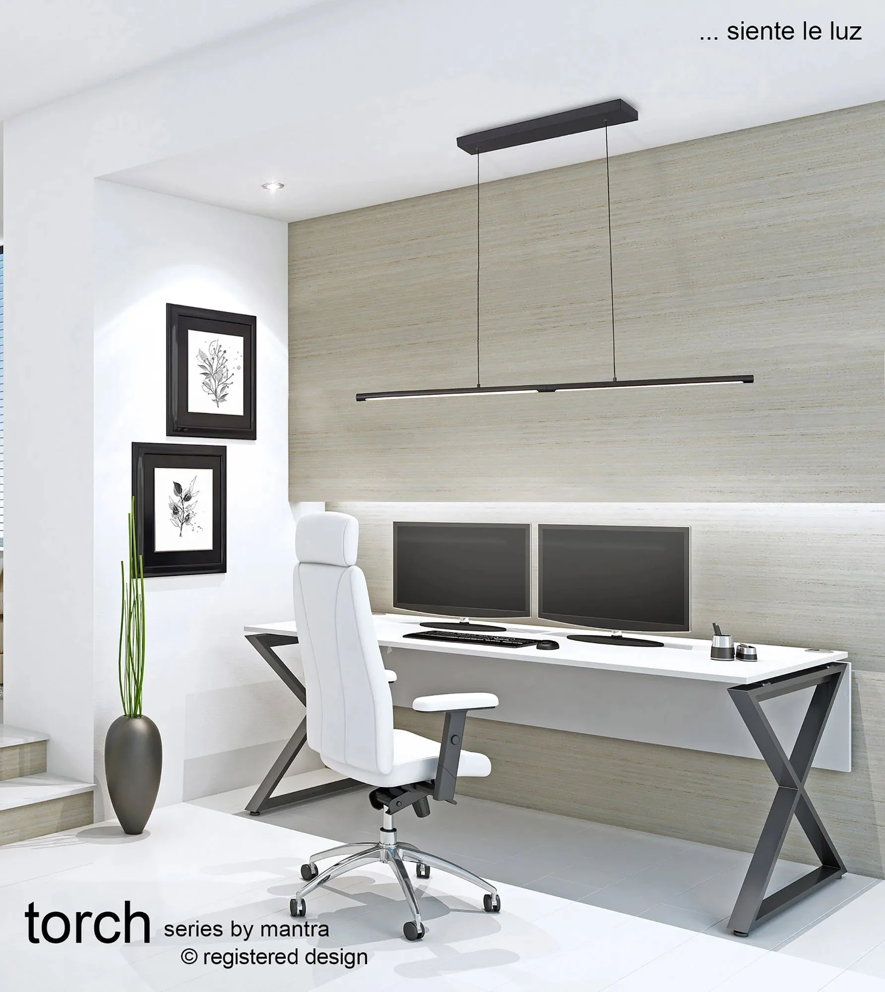 Torch LED Linear Pendant -  Black/White - Image 4