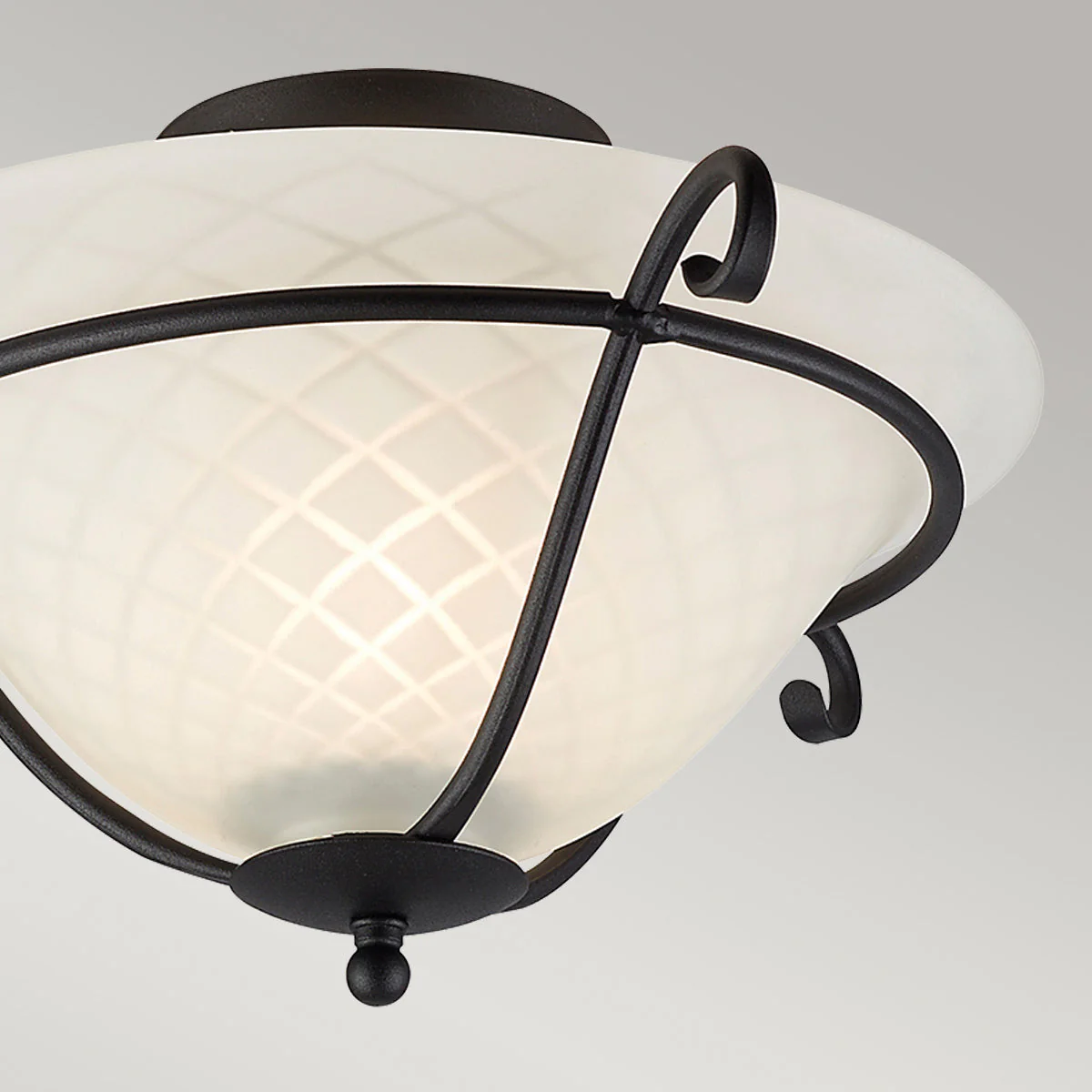 Torchiere 1 Light Flush - Black/ Opal Etched Glass - Image 3