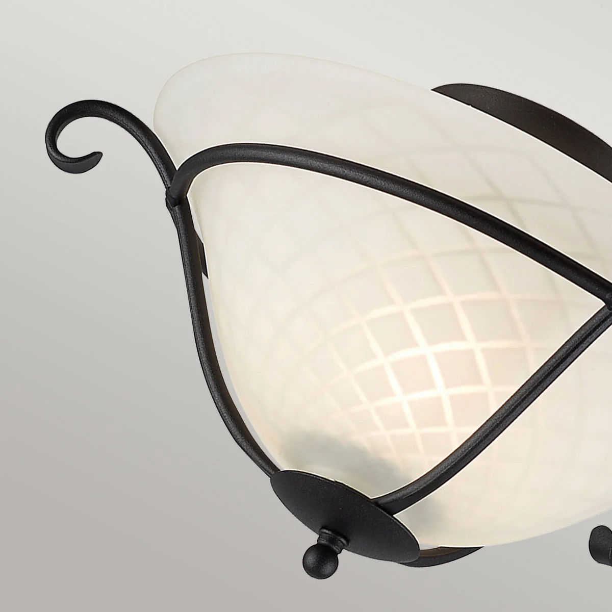 Torchiere 1 Light Flush - Black/ Opal Etched Glass - Image 4
