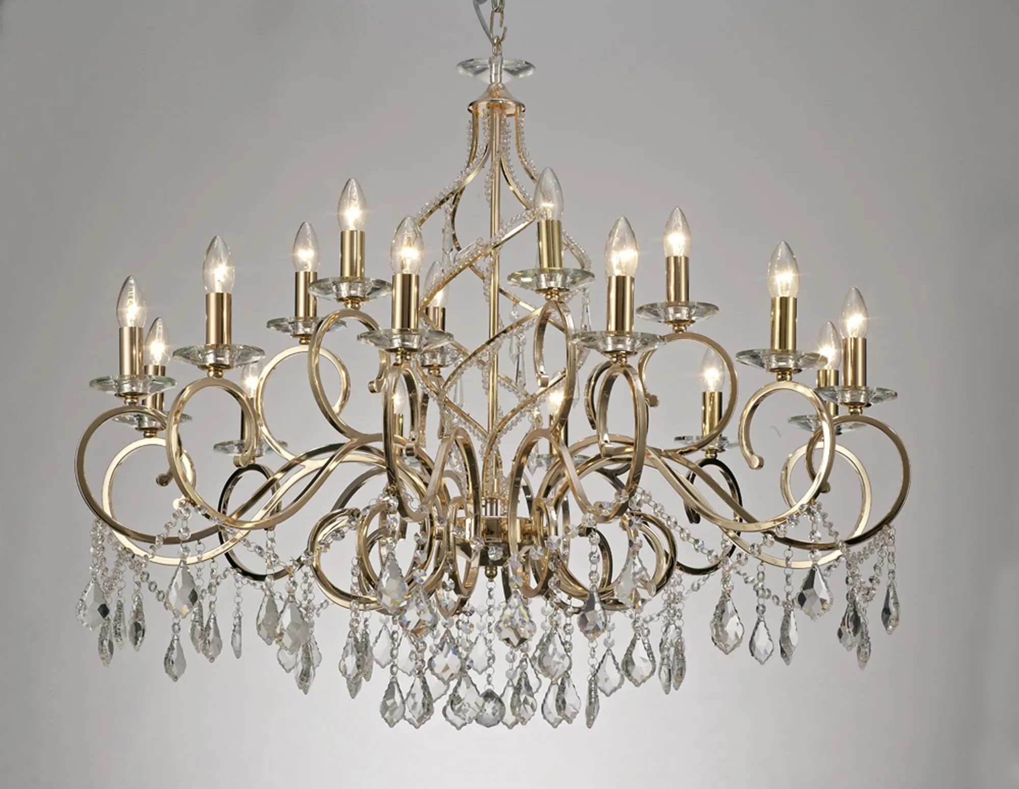 Torino 15Lt/18Lt Crystal Chandeliers - Chrome/Gold - Image 3