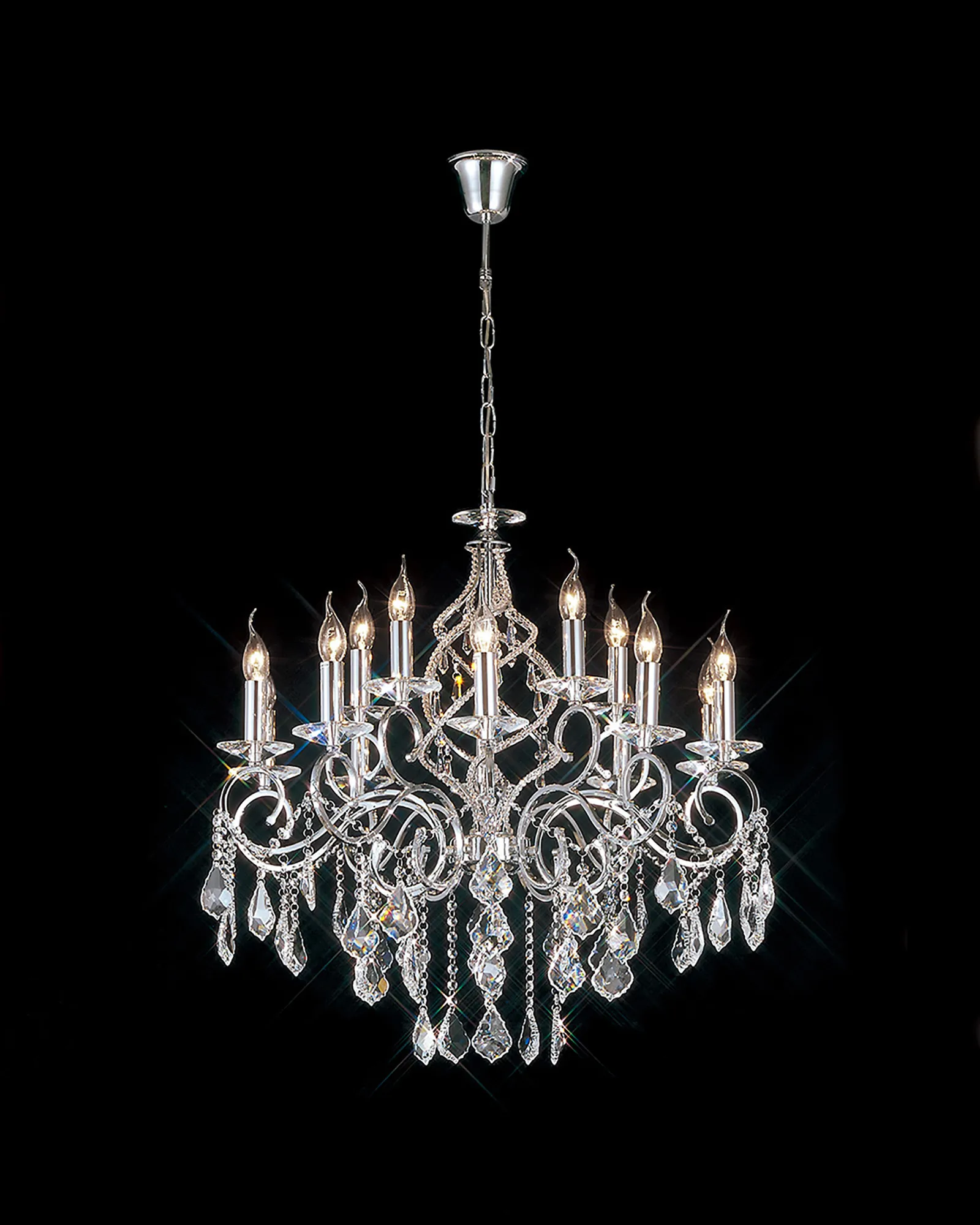 Torino 15Lt/18Lt Crystal Chandeliers - Chrome/Gold - Image 4