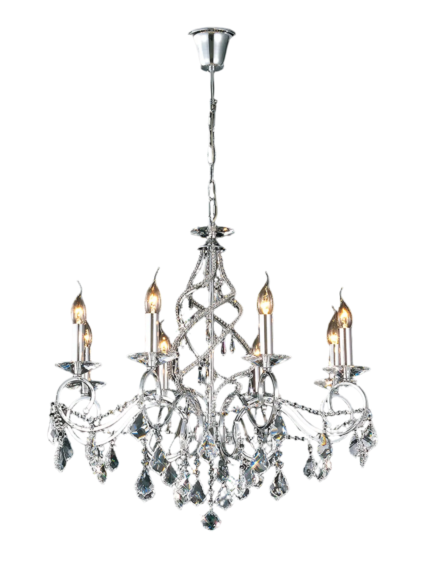 Torino 3/5/8Lt Crystal Chandelier Fitting Only - Chrome/Gold - Image 5